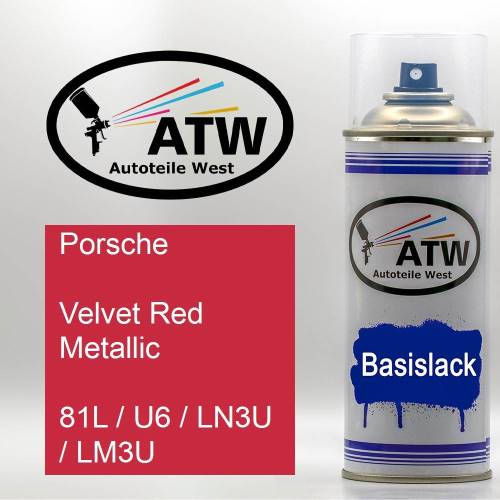 Porsche, Velvet Red Metallic, 81L / U6 / LN3U / LM3U: 400ml Sprühdose, von ATW Autoteile West.